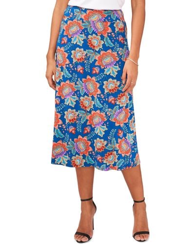 Chaus Floral Midi Skirt - Blue
