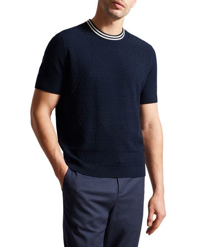 Ted Baker Hanam Textured Short Sleeve Sweater - Blue