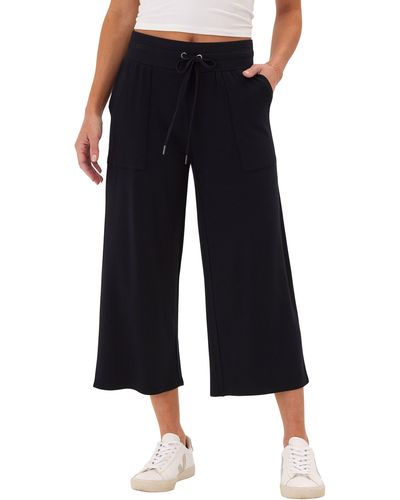 Threads For Thought Carrie Feather Fleece Crop Wide Leg Sweatpants - Black