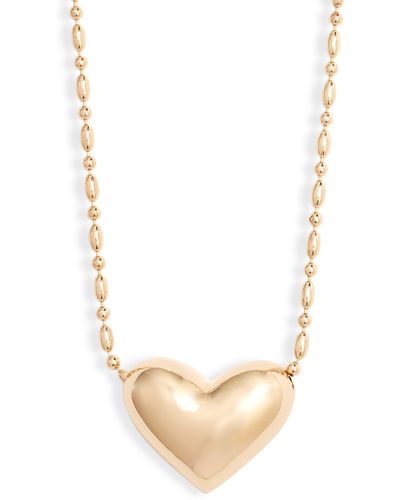 Open Edit Puffy Heart Pendant Necklace - White