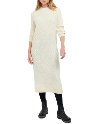 Barbour Burne Long Sleeve Wool Blend Sweater Dress - Natural