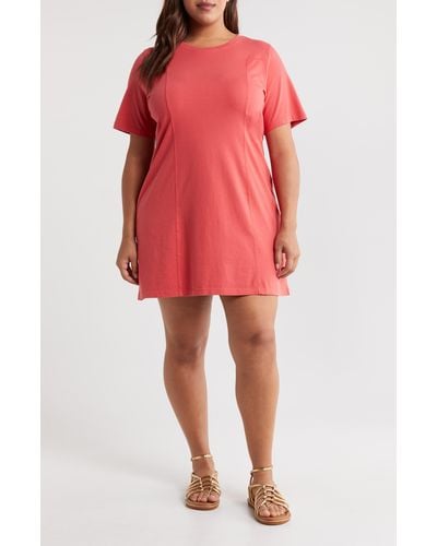 Treasure & Bond Seamed Cotton T-shirt Dress - Pink
