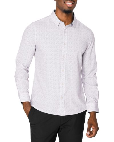 7 Diamonds Revival Slim Fit Stretch Solid Button-up Shirt - White