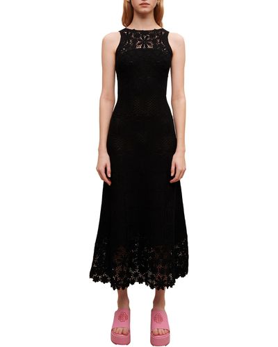 Maje Rebellina Crochet Detail Sleeveless Dress - Black