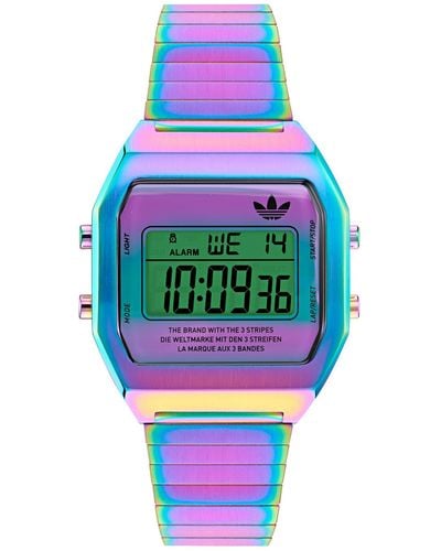 adidas Ao Street Iridescent Digital Silicone Strap Watch - Multicolor