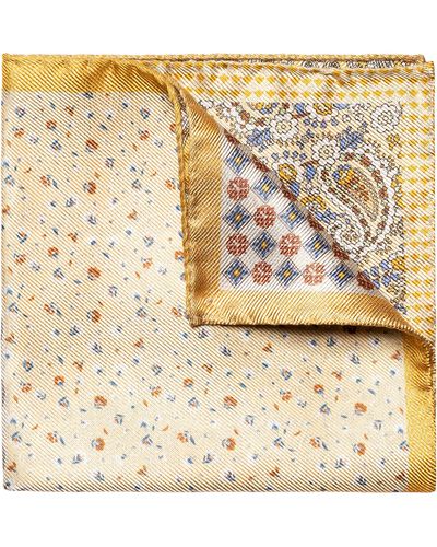 Eton Four-in-one Paisley Silk Pocket Square - Natural