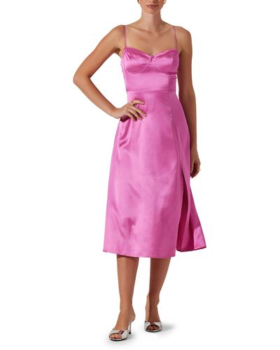 Astr Bustier Satin Dress - Pink