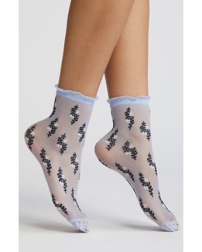 Oroblu Flowering Sheer Socks - White