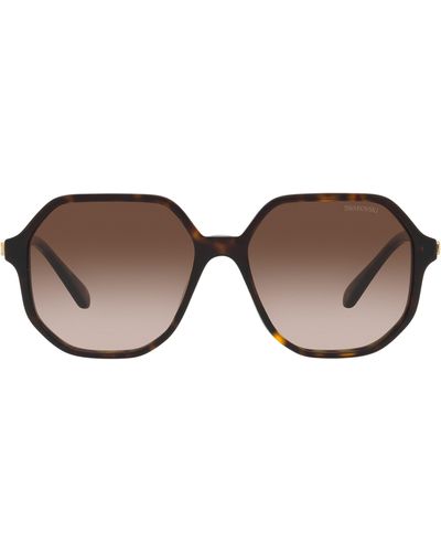 Swarovski 57mm Gradient Octagonal Sunglasses - Brown