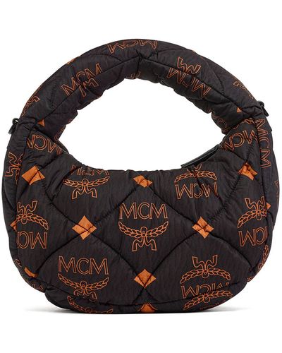 MCM Large Aren Quilt Nylon Hobo Bag - Black