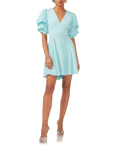 1.STATE Tiered Bubble Sleeve Dress - Blue