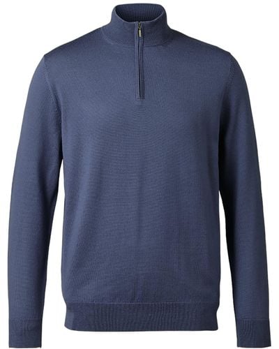 Charles Tyrwhitt Merino Wool Quarter Zip Sweater - Blue