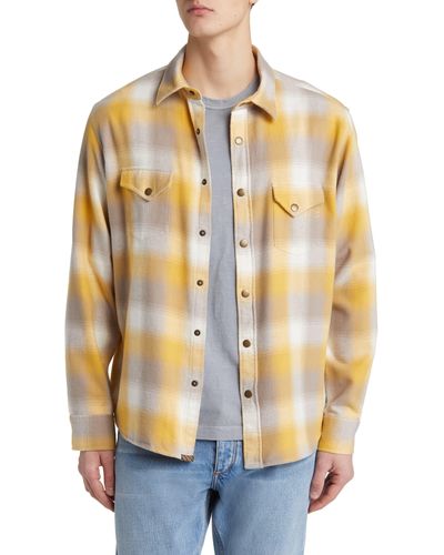 Billy Reid Plaid Flannel Snap-up Western Shirt - Metallic