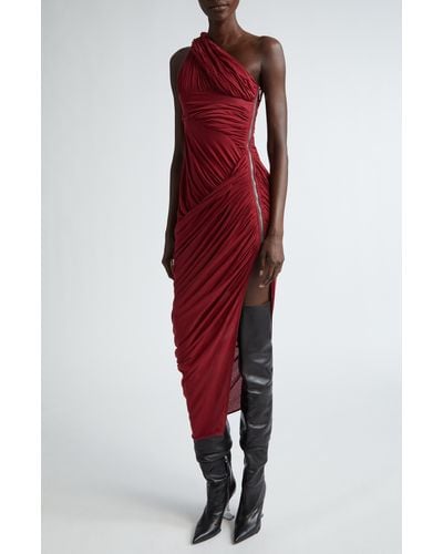 Rick Owens Lido Draped One-shoulder Cotton Jersey Gown - Red