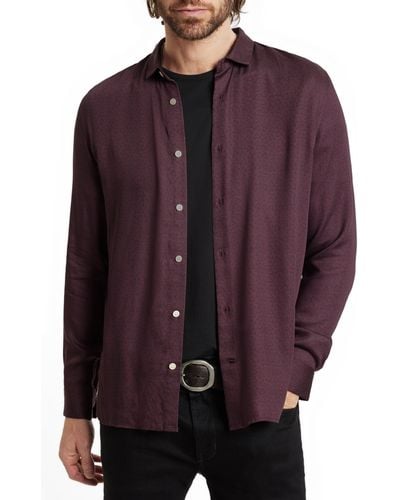 John Varvatos Ross Floral Satin Button-up Shirt - Purple