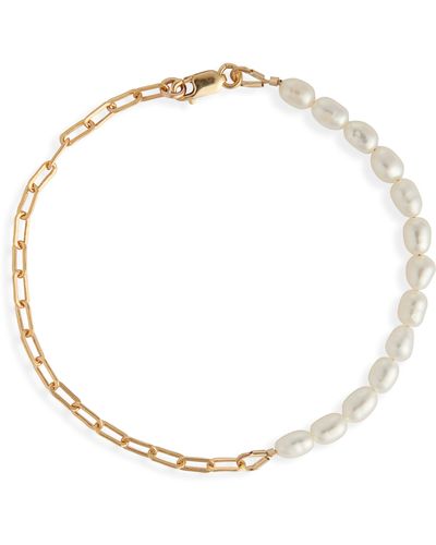Nashelle Unity Genuine Freshwater Seed Pearl & Open Link Bracelet - White