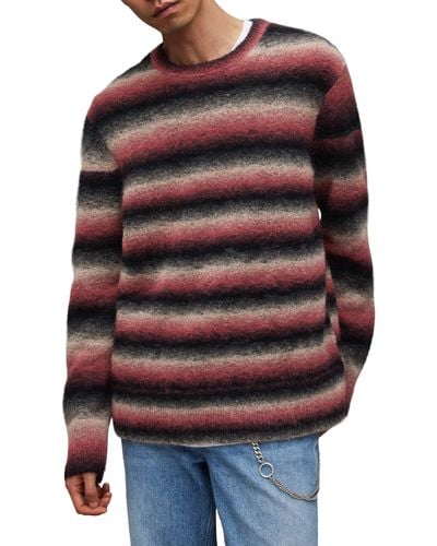 AllSaints Aurora Stripe Wool & Mohair Blend Sweater - Red