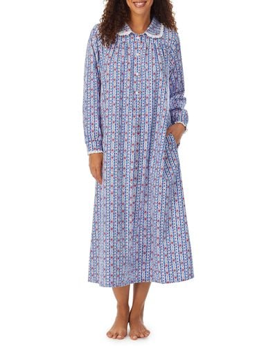 Lanz of Salzburg Cotton Flannel Ballet Nightgown - Blue