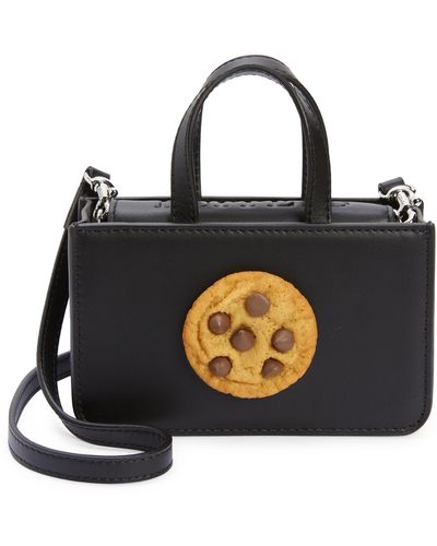 Puppets and Puppets Mini Cookie Leather Top Handle Bag - Black