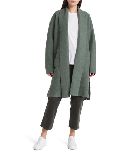 Eileen Fisher Shawl Collar Wool Coat - Green