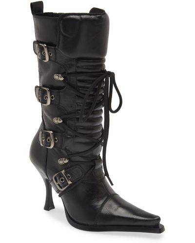 Jeffrey Campbell Let's Ride Pointed Toe Moto Boot - Black