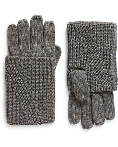 AllSaints Traveling Foldable Cuff Knit Gloves - Gray