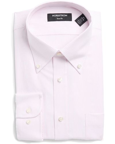 Nordstrom Trim Fit Royal Oxford Stripe Dress Shirt - Pink