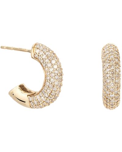 Adina Reyter Chunky Diamond Pavé Hoop Earrings - Natural