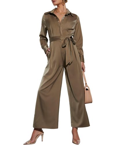 Vici Collection Pull It Together Satin Jumpsuit - Natural