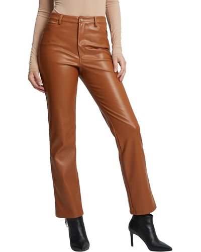 Bardot Alesi High Waist Straight Leg Faux Leather Pants - Brown
