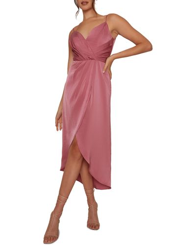 Chi Chi London Pleated Faux Wrap Cami Midi Dress - Pink