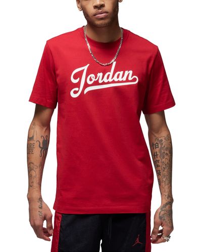 Nike Jordan Cotton Graphic T-shirt - Red