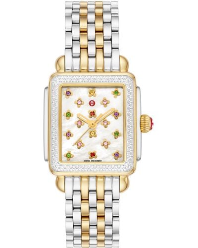 Michele Deco Mid Fleur Diamond Special Edition Bracelet Watch - Metallic