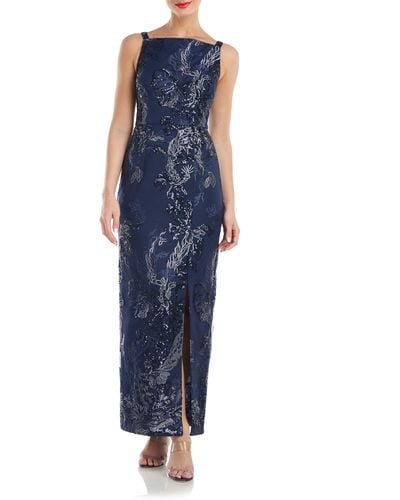 JS Collections Clara Sequin Apron Gown - Blue