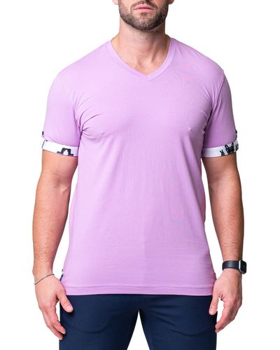 Maceoo Vivaldi Solid Peace V-neck T-shirt At Nordstrom - Purple
