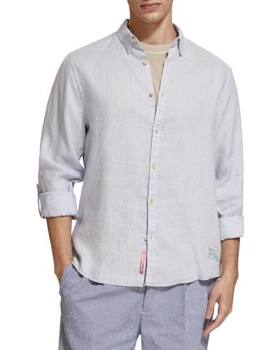 Scotch & Soda Linen Button-up Shirt - Gray
