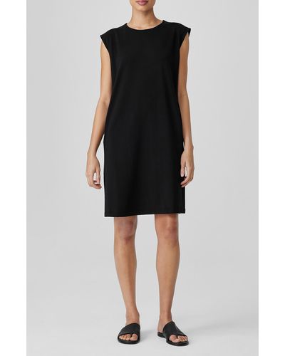 Eileen Fisher Sleeveless Organic Stretch Cotton Jersey Dress - Black