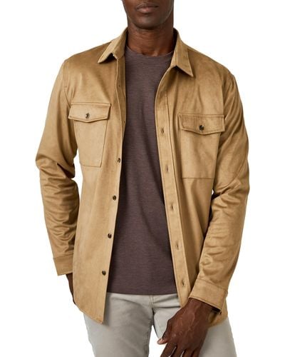 7 Diamonds Country Road Faux Suede Shirt Jacket - Brown