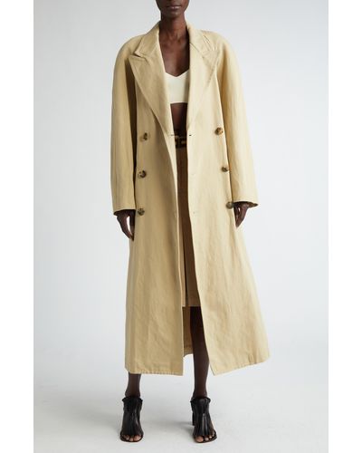Dries Van Noten Rugby Oversize Pleated Trench Coat - Natural