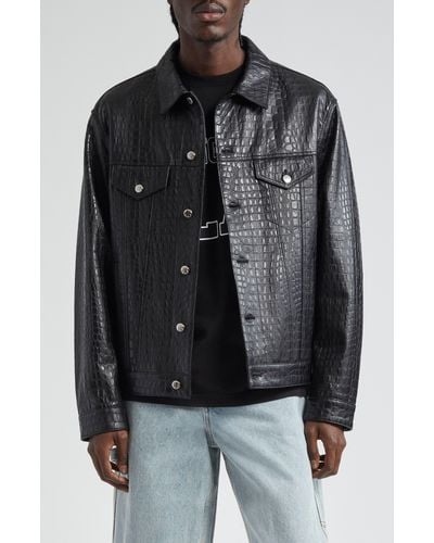 Noon Goons bragging Rights Croc Embossed Leather Jacket - Black