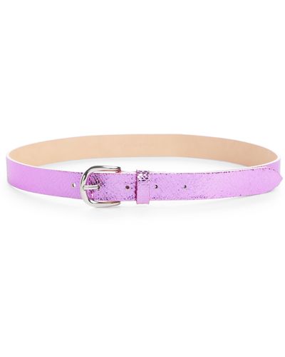 Isabel Marant Zap Metallic Snake Embossed Leather Belt - Pink