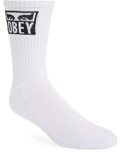 Obey Eyes Icon Crew Socks - White