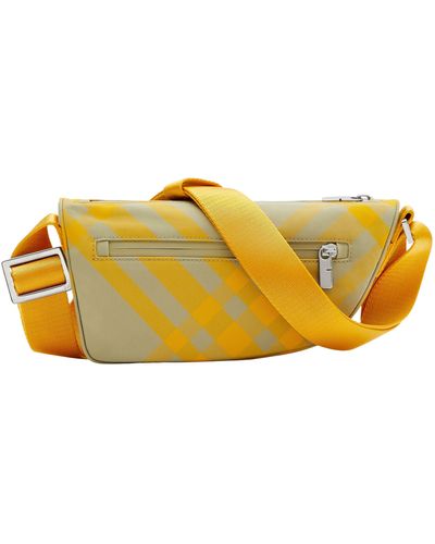 Burberry Shield Check Faux Leather Crossbody Bag - Yellow