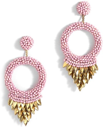 Deepa Gurnani Franka Beaded Fringe Drop Earrings - Pink