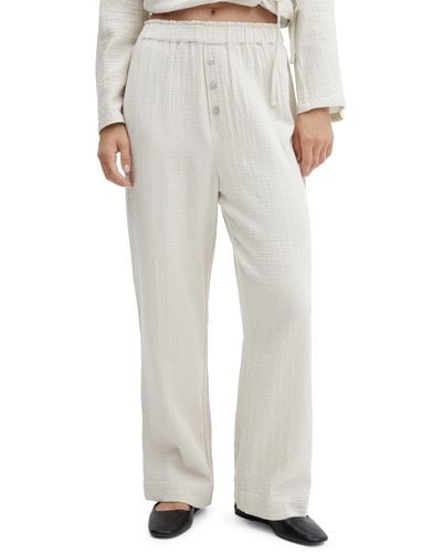 Mango Cotton Pajama Pants - White
