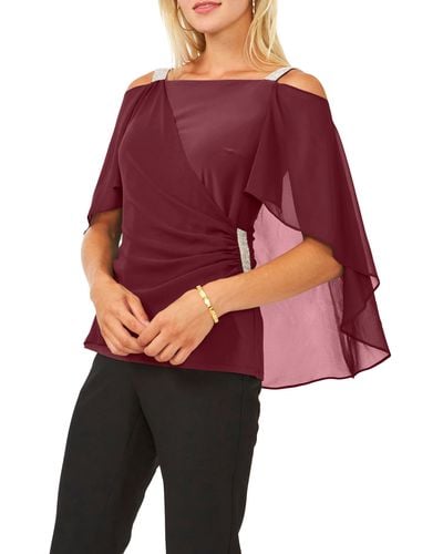 Chaus Drape Overlay Off The Shoulder Top - Red