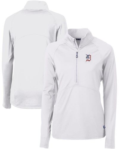 Cutter & Buck Detroit Tigers Americana Logo Adapt Eco Knit Stretch Recycled Half-zip Pullover Top At Nordstrom - Blue