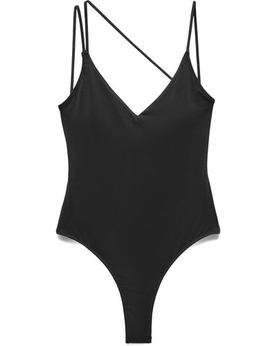 Mango Strappy V-neck One-piece Swimsuit - Black