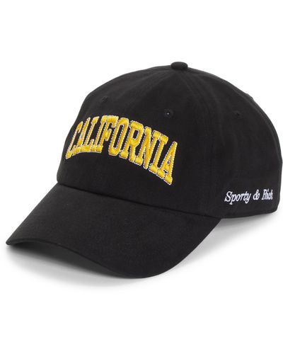 Sporty & Rich California Embroidered Baseball Cap - Black