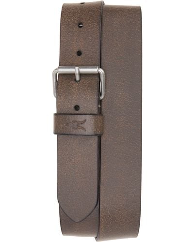AllSaints Ramskull Embossed Leather Belt - Brown